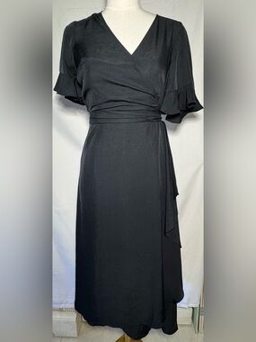 Madewell Black Wrap Maxi Dress with Flutter Sleeves